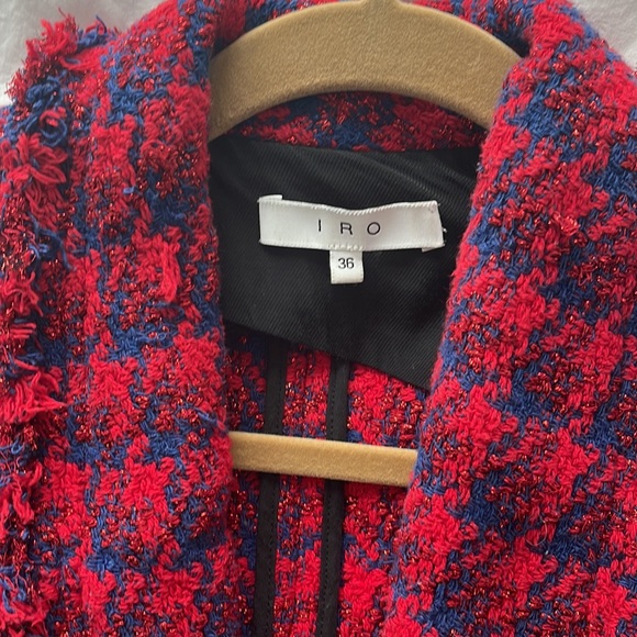IRO Quiwill Blazer, Size 36, Red/Blue.  Fabulous.  Originally Shopbop. - Picture 2 of 11